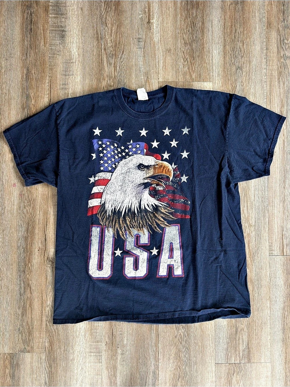 Vintage Eagle USA Navy T-Shirt - size XXL